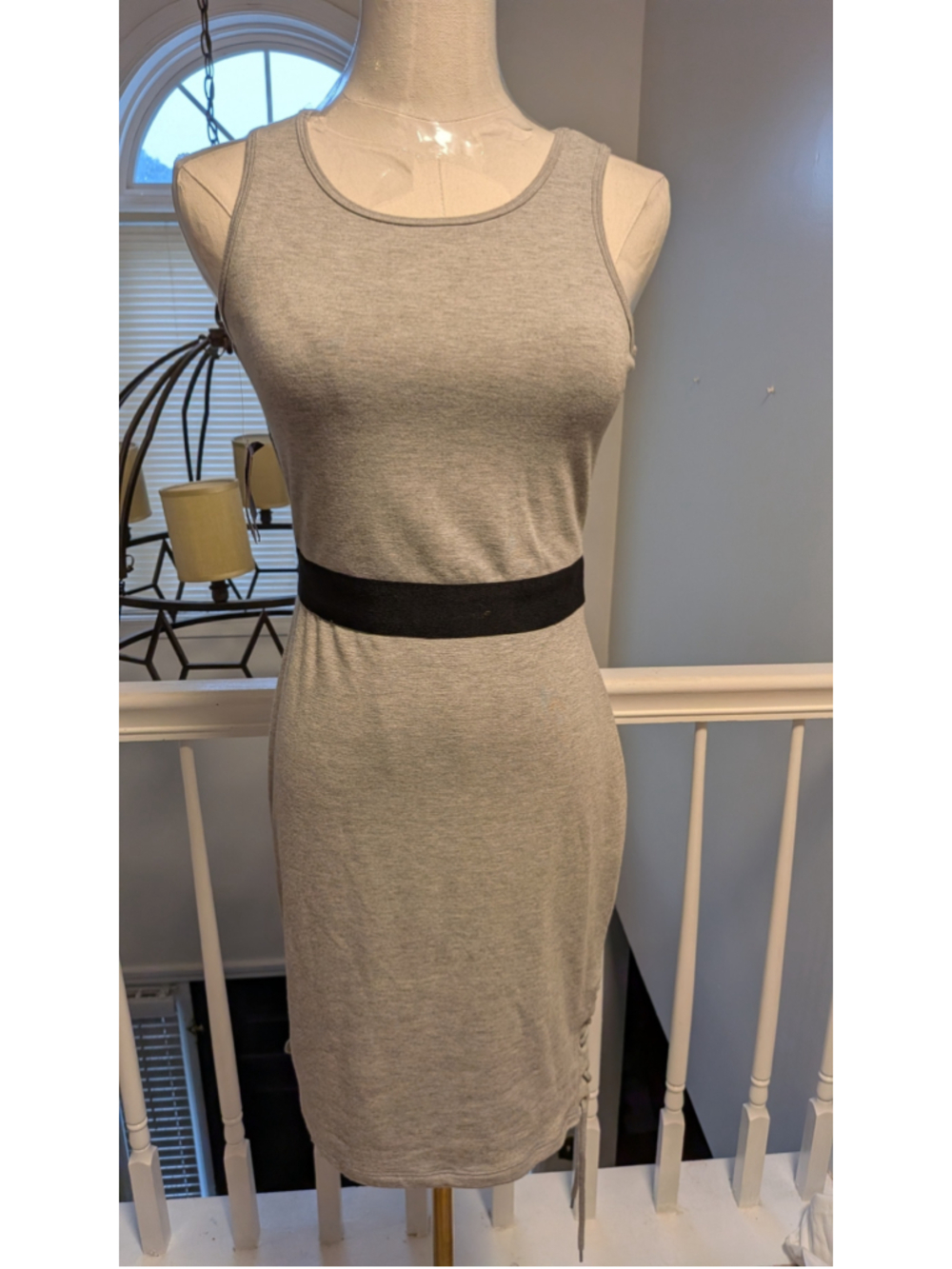RACHEL Rachel Roy Gray Black Waist Lace-Up Sleeveless Dress NWT Size S